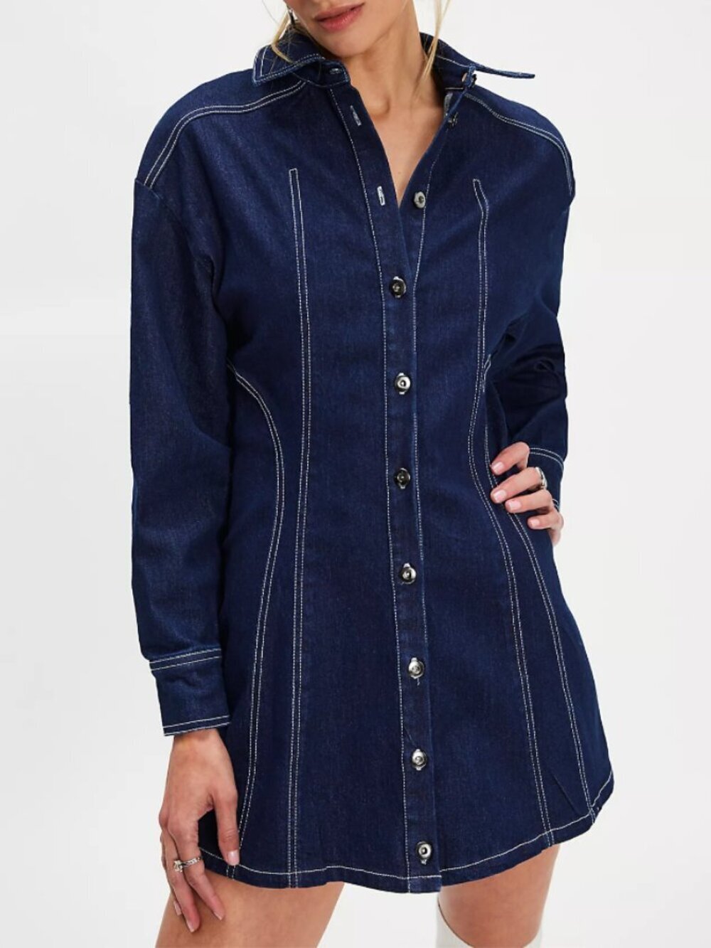 NWT Free People Alexa Mini Dress Set in Denim Dark - Picture 4 of 4
